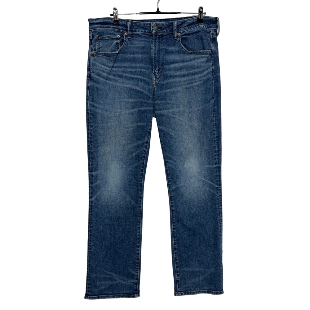 American Eagle Jeans Mens Measures 38X31 Tag 38x32 Blue Bootcut Airflex+ Stretch
